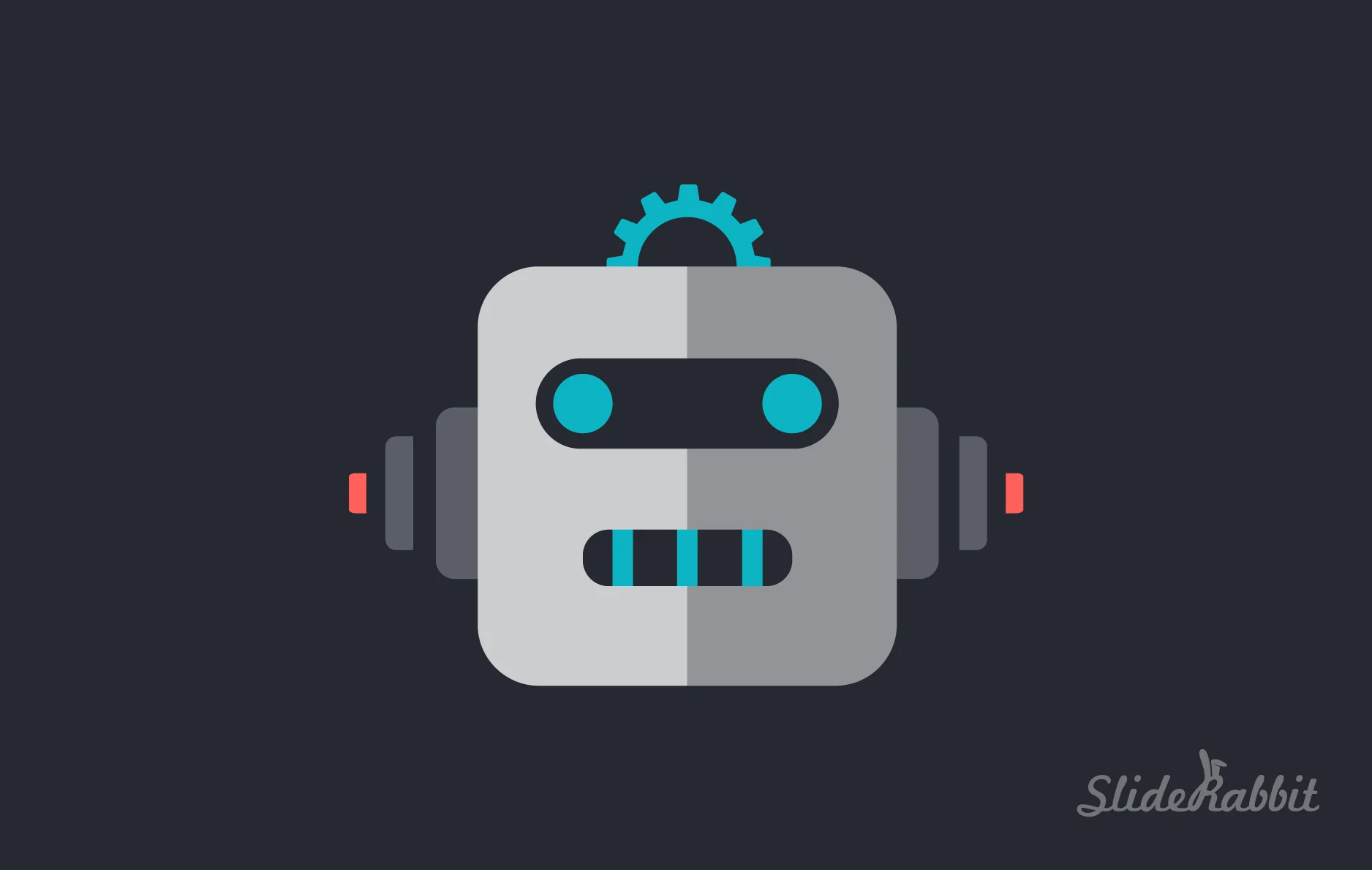 Head of robot representing AI design tools for presentations